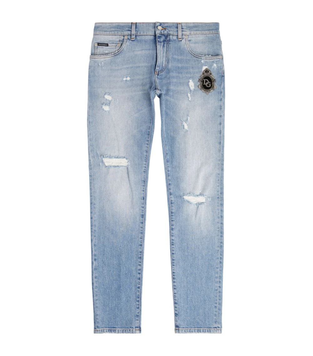Dolce & Gabbana Distressed Skinny Jeans S9001-COMBINED COLO Tapered Jeans 1 Dolce & Gabbana Distressed Skinny Jeans S9001-COMBINED COLO Tapered Jeans