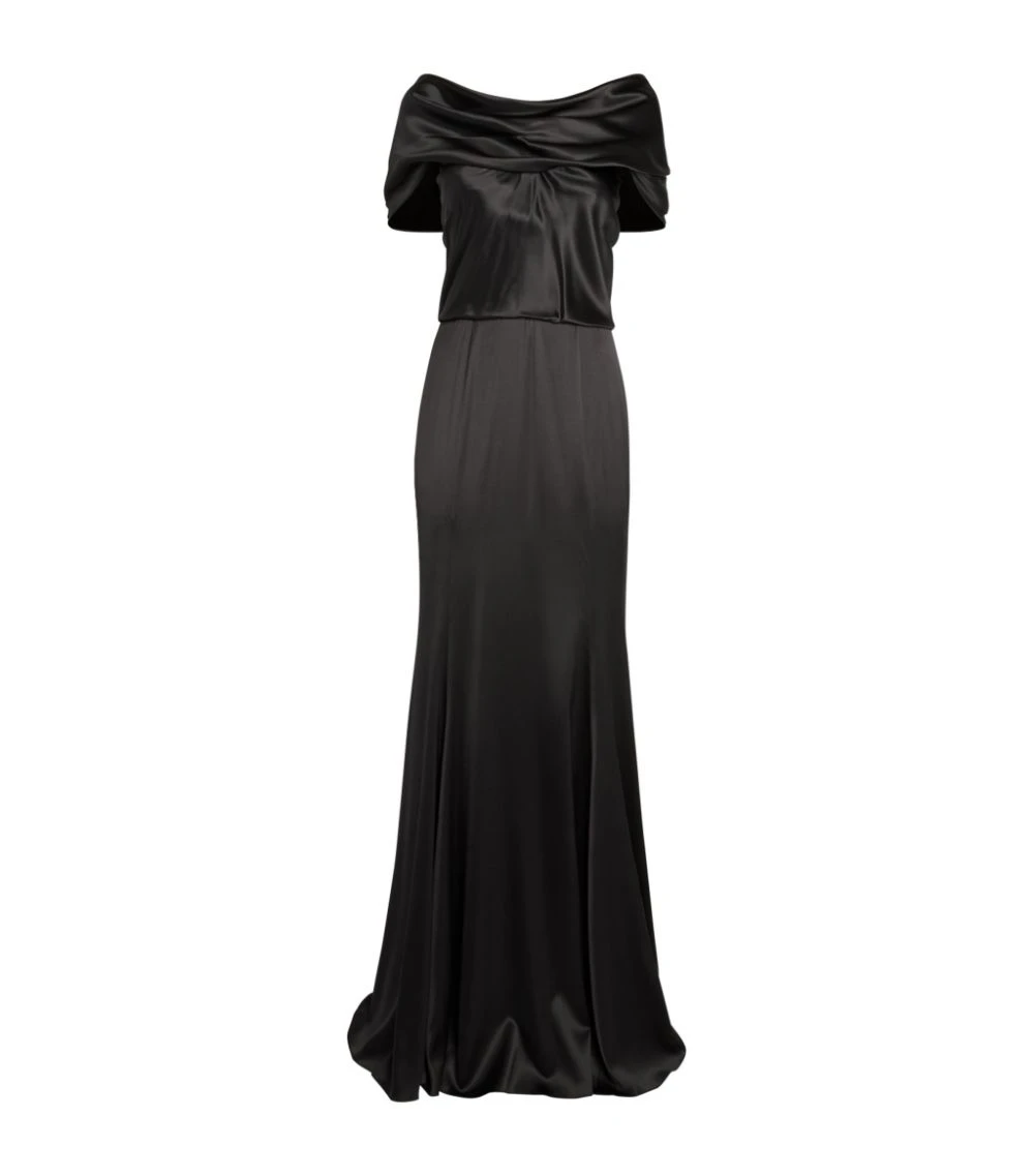 Dolce & Gabbana Draped Silk Gown N0000-BLACK Gowns 1 Dolce & Gabbana Draped Silk Gown N0000-BLACK Gowns