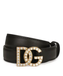 Dolce & Gabbana Embellished DG Logo Belt 8S574-BLCK/MLTICOL Belts