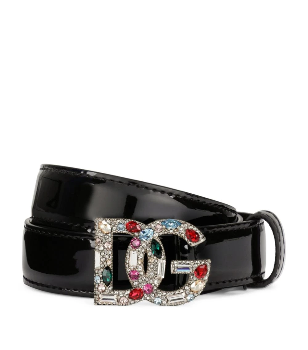 Dolce & Gabbana Embellished DG Logo Belt 80999-BLACK Belts 1 Dolce & Gabbana Embellished DG Logo Belt 80999-BLACK Belts
