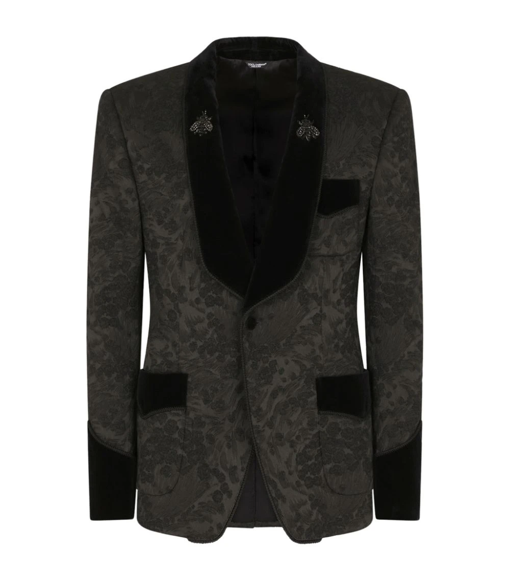 Dolce & Gabbana Embellished Jacquard Tuxedo Blazer N0000-BLACK Blazers 1 Dolce & Gabbana Embellished Jacquard Tuxedo Blazer N0000-BLACK Blazers