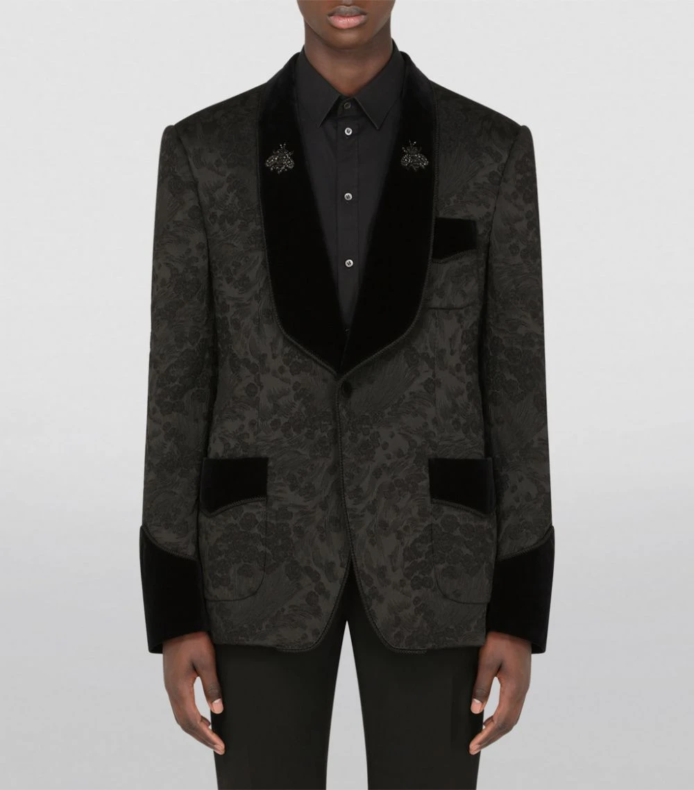 Dolce & Gabbana Embellished Jacquard Tuxedo Blazer N0000-BLACK Blazers 3 Dolce & Gabbana Embellished Jacquard Tuxedo Blazer N0000-BLACK Blazers - Image 3