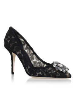 Dolce & Gabbana Embellished Lace Rosa Pumps 100 BLACK Courts