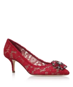 Dolce & Gabbana Embellished Lace Rosa Pumps 60 DARK Courts