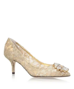 Dolce & Gabbana Embellished Lace Rosa Pumps 60 GOLD Courts