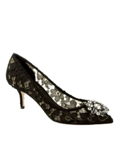 Dolce & Gabbana Embellished Lace Rosa Pumps 60 BLACK Courts