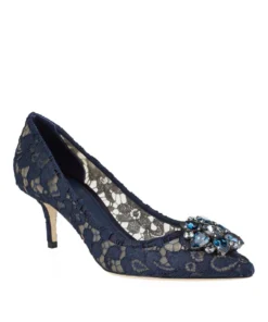 Dolce & Gabbana Embellished Lace Rosa Pumps 60 NAVY Courts
