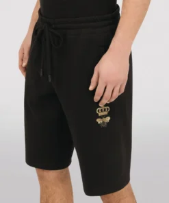 Dolce & Gabbana Embroidered Bee Bermuda Sweatshorts N0000-BLACK -Dolce & Gabbana online Store dolce gabbana embroidered bee bermuda sweatshorts 17245121 34971641 1000