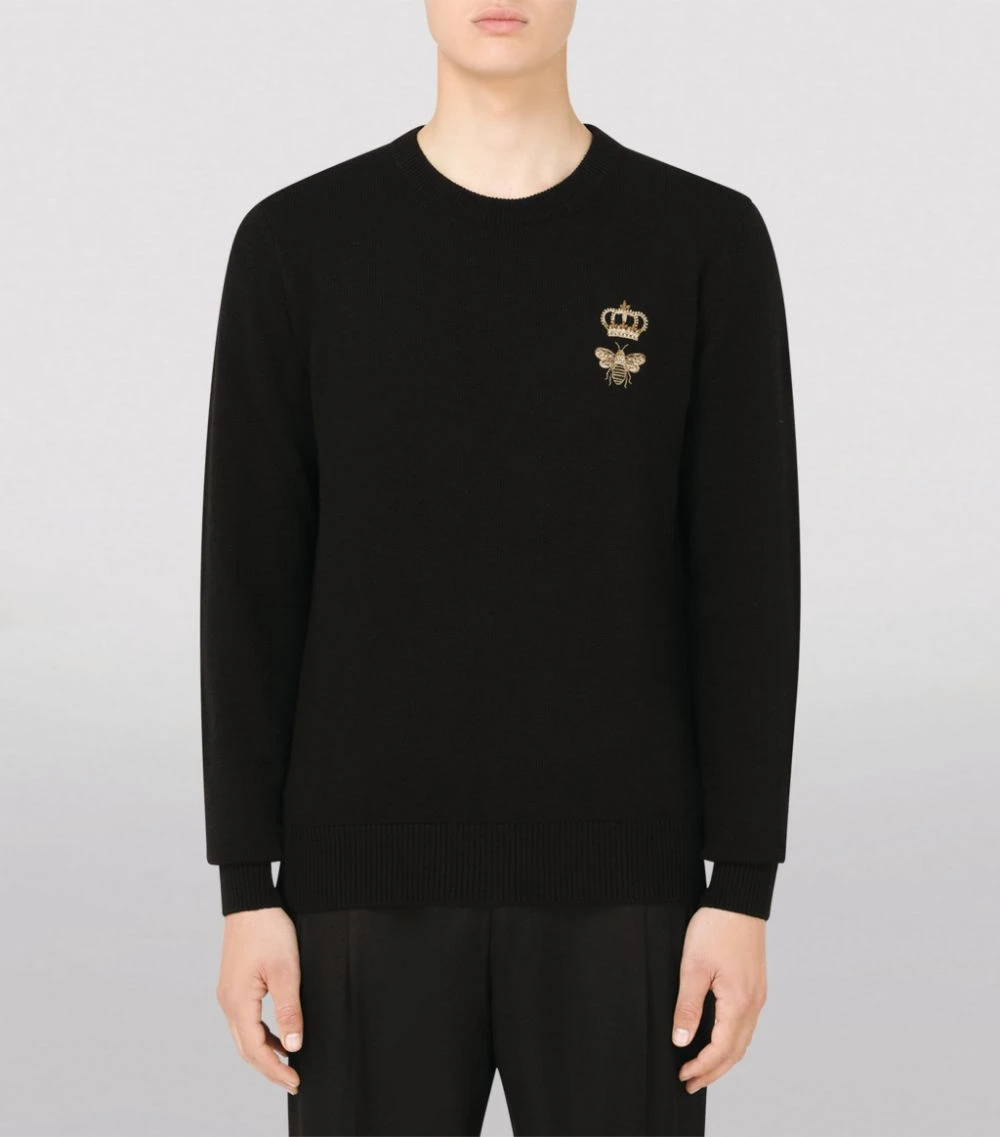 Dolce & Gabbana Embroidered Bee Sweater N0000-BLACK Jumpers 3 Dolce & Gabbana Embroidered Bee Sweater N0000-BLACK Jumpers - Image 3