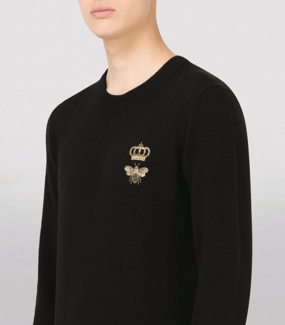 Dolce & Gabbana Embroidered Bee Sweater N0000-BLACK Jumpers 6 Dolce & Gabbana Embroidered Bee Sweater N0000-BLACK Jumpers - Image 6