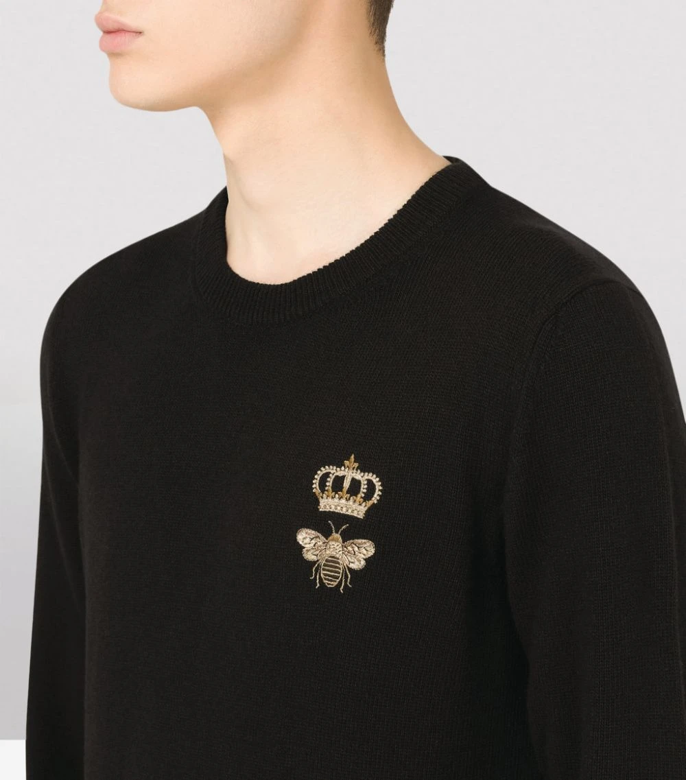 Dolce & Gabbana Embroidered Bee Sweater N0000-BLACK Jumpers 5 Dolce & Gabbana Embroidered Bee Sweater N0000-BLACK Jumpers - Image 5