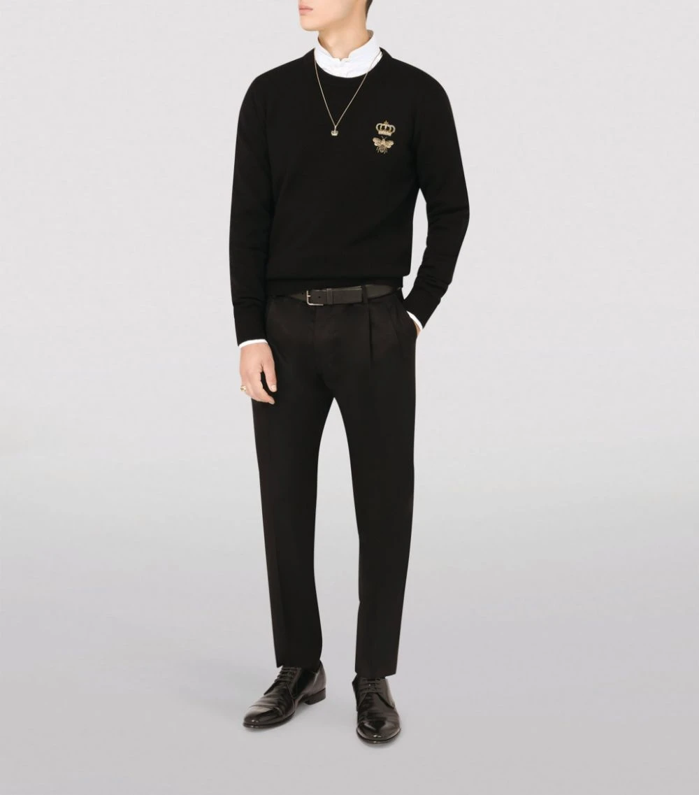Dolce & Gabbana Embroidered Bee Sweater N0000-BLACK Jumpers 2 Dolce & Gabbana Embroidered Bee Sweater N0000-BLACK Jumpers - Image 2