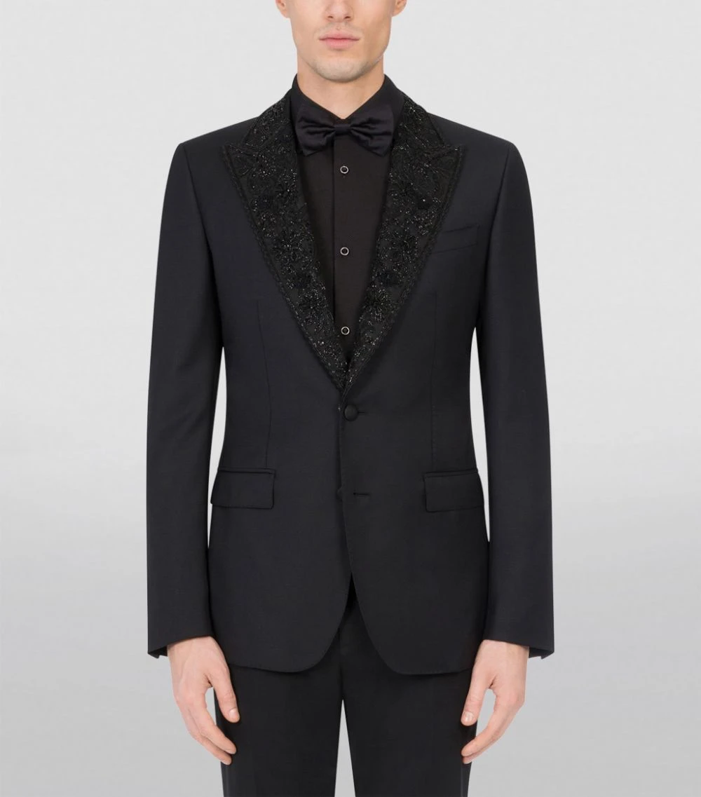 Dolce & Gabbana Embroidered-Lapel Tailored Jacket N0000-BLACK Jackets 3 Dolce & Gabbana Embroidered-Lapel Tailored Jacket N0000-BLACK Jackets - Image 3
