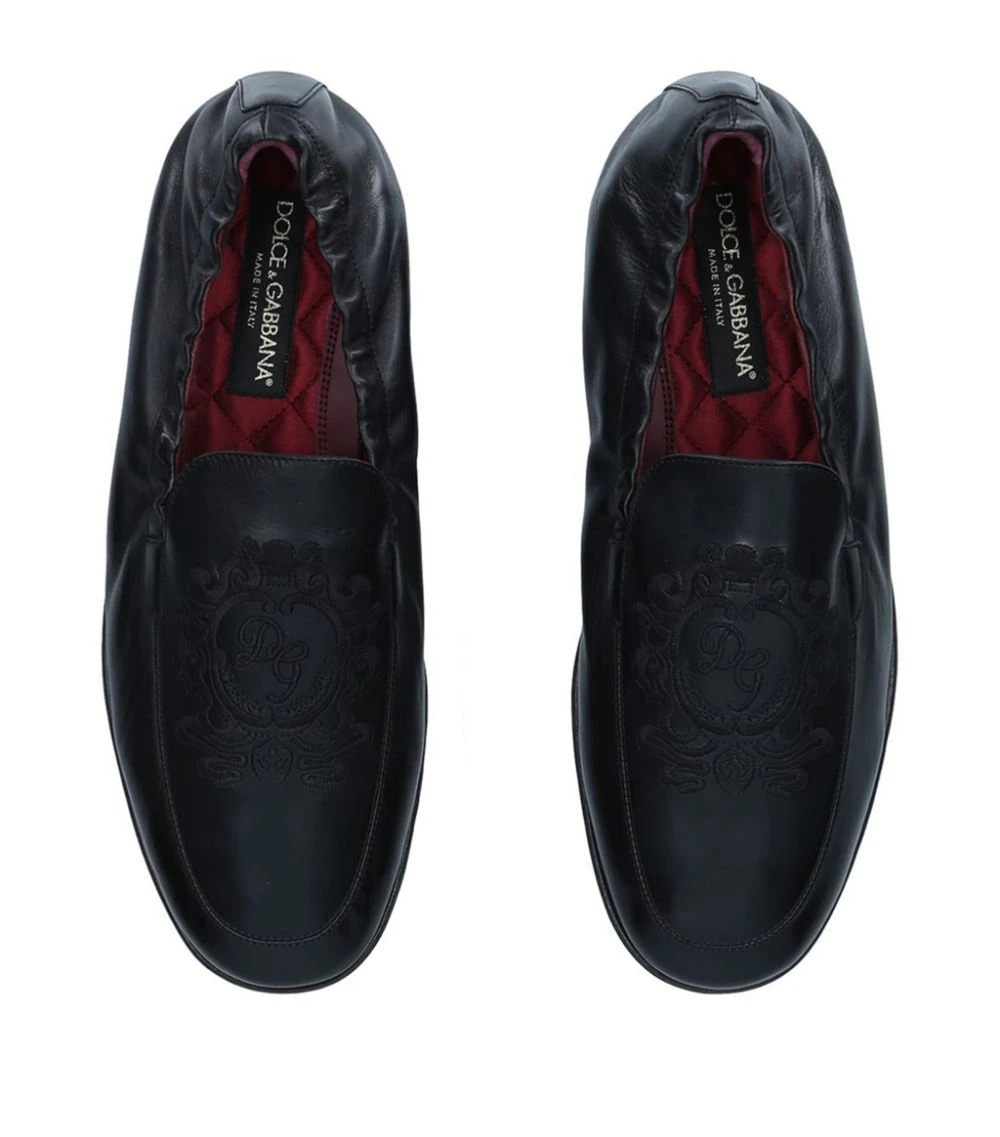 Dolce & Gabbana Embroidered Leather Loafers BLACK 4 Dolce & Gabbana Embroidered Leather Loafers BLACK - Image 4