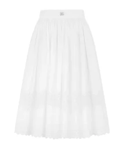 Dolce & Gabbana Embroidered Midi Skirt W0111-WHITE Midi Skirts