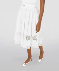 Dolce & Gabbana Embroidered Midi Skirt W0111-WHITE Midi Skirts -Dolce & Gabbana online Store dolce gabbana embroidered midi skirt 17711329 37440405 1000