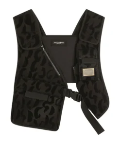 Dolce & Gabbana Flocked Leopard Print Utility Vest HNSEN-GRAFFITI3 NERO Gilets