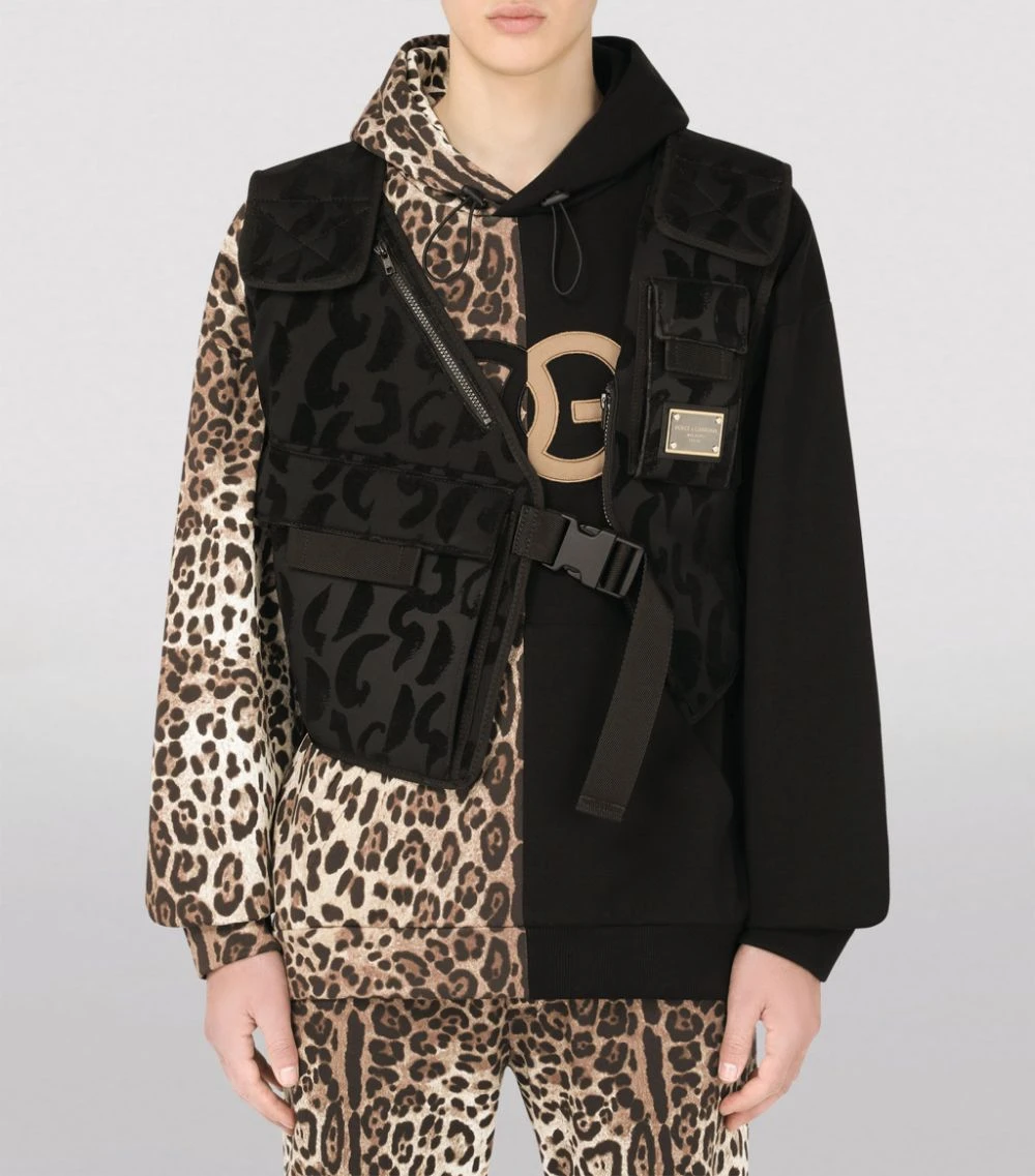 Dolce & Gabbana Flocked Leopard Print Utility Vest HNSEN-GRAFFITI3 NERO Gilets 3 Dolce & Gabbana Flocked Leopard Print Utility Vest HNSEN-GRAFFITI3 NERO Gilets - Image 3