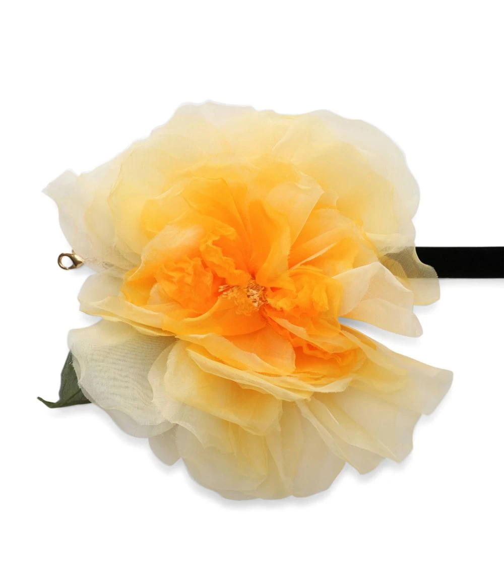 Dolce & Gabbana Floral Appliqué Choker A0003-YELLOW Scarves 2 Dolce & Gabbana Floral Appliqué Choker A0003-YELLOW Scarves - Image 2