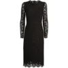 Dolce & Gabbana Floral Lace Long-Sleeved Dress N0000-BLACK Midi Dresses