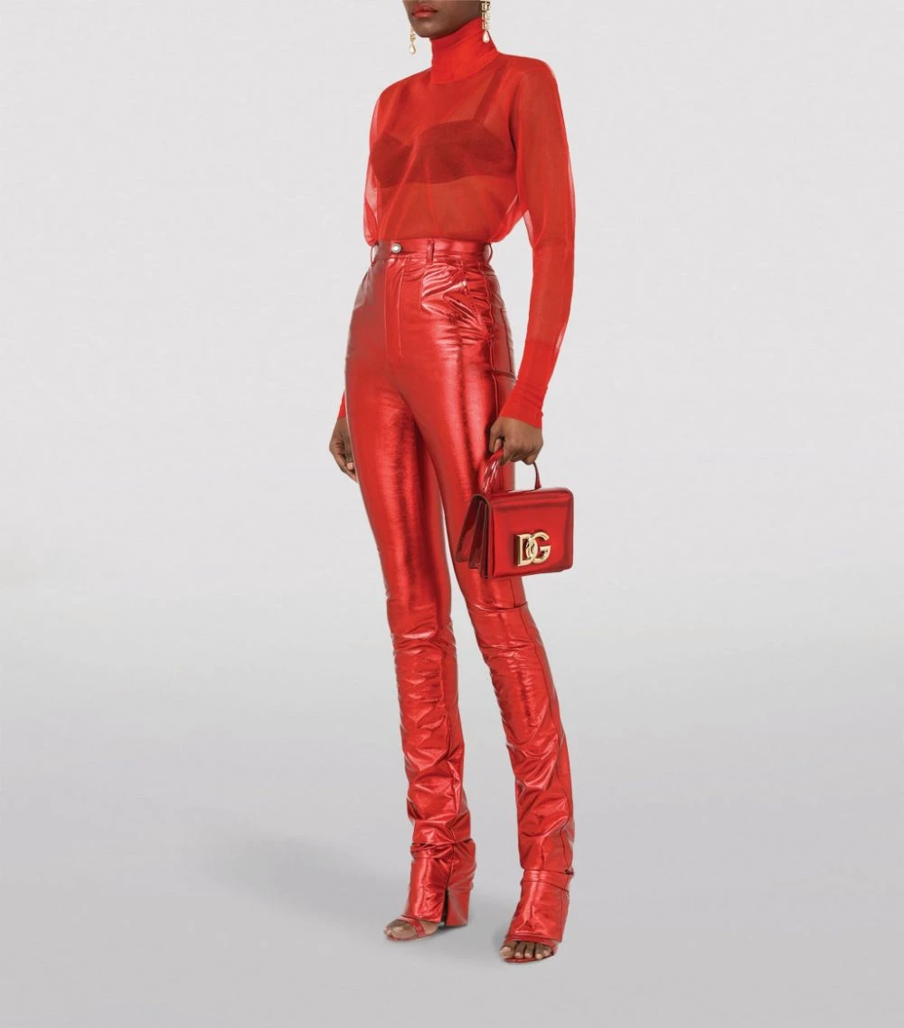 Dolce & Gabbana Foil-Effect Skinny Trousers R2243-DARK BORDEAUX Tailored Trousers 2 Dolce & Gabbana Foil-Effect Skinny Trousers R2243-DARK BORDEAUX Tailored Trousers - Image 2