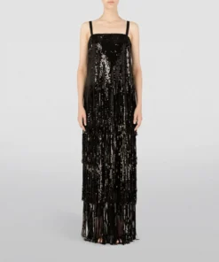 Dolce & Gabbana Fringed Maxi Dress N0000-BLACK Maxi Dresses -Dolce & Gabbana online Store dolce gabbana fringed maxi dress 17637211 37205388 1000