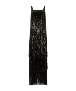 Dolce & Gabbana Fringed Maxi Dress N0000-BLACK Maxi Dresses