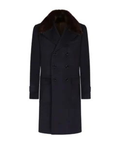 Dolce & Gabbana Fur-Trim Cashmere Coat B6712-BLUE Overcoats