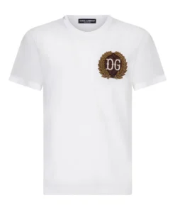 Dolce & Gabbana G8KBAZG7XIQ1-T-SHIRT W0800-OPTICAL WHITE Logo T-Shirts