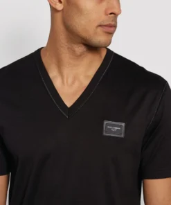 Dolce & Gabbana G8KK0TFU7EQ1-V NECK T-SHIRT N0000-BLACK Logo T-Shirts -Dolce & Gabbana online Store dolce gabbana g8kk0tfu7eq1 v neck t shirt 15298912 26496805 1000