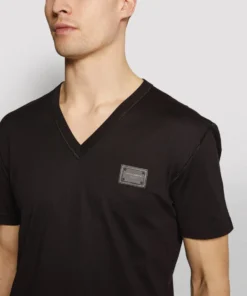 Dolce & Gabbana G8KK0TFU7EQ1-V NECK T-SHIRT N0000-BLACK Logo T-Shirts -Dolce & Gabbana online Store dolce gabbana g8kk0tfu7eq1 v neck t shirt 15298912 26496808 1000