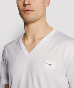 Dolce & Gabbana G8KK0TFU7EQ1-V NECK T-SHIRT W0800-OPTICAL WHITE Logo T-Shirts -Dolce & Gabbana online Store dolce gabbana g8kk0tfu7eq1 v neck t shirt 15298913 26496525 1000