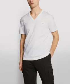 Dolce & Gabbana G8KK0TFU7EQ1-V NECK T-SHIRT W0800-OPTICAL WHITE Logo T-Shirts -Dolce & Gabbana online Store dolce gabbana g8kk0tfu7eq1 v neck t shirt 15298913 26498716 1000