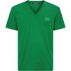 Dolce & Gabbana G8KK0TFU7EQ1-V NECK T-SHIRT V0396-BRIGHT GREEN Logo T-Shirts