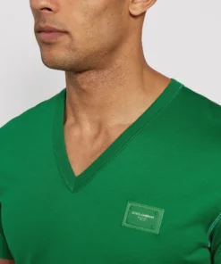 Dolce & Gabbana G8KK0TFU7EQ1-V NECK T-SHIRT V0396-BRIGHT GREEN Logo T-Shirts -Dolce & Gabbana online Store dolce gabbana g8kk0tfu7eq1 v neck t shirt 15299016 27084401 1000