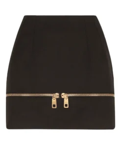 Dolce & Gabbana Gabardine Zip-Detail Mini Skirt N0000-BLACK Mini Skirts