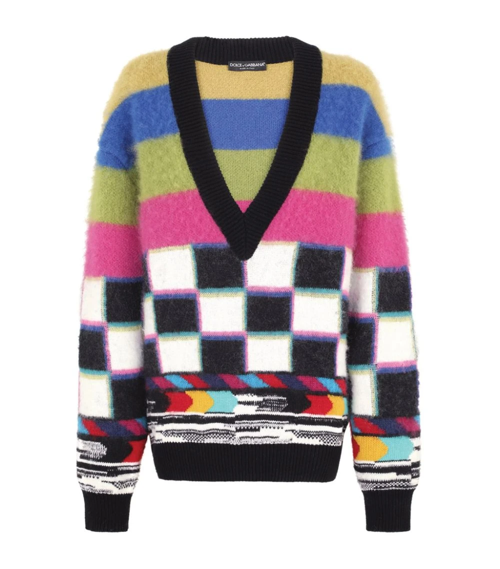 Dolce & Gabbana Glitch Print Sweater S9000-COMBINED COLOU Sweaters 1 Dolce & Gabbana Glitch Print Sweater S9000-COMBINED COLOU Sweaters