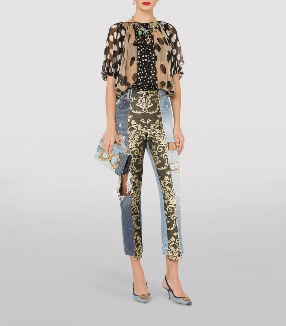 Dolce & Gabbana High-Rise Patchwork Jeans S9000-COMBINED COLOU Boyfriend Jeans 2 Dolce & Gabbana High-Rise Patchwork Jeans S9000-COMBINED COLOU Boyfriend Jeans - Image 2