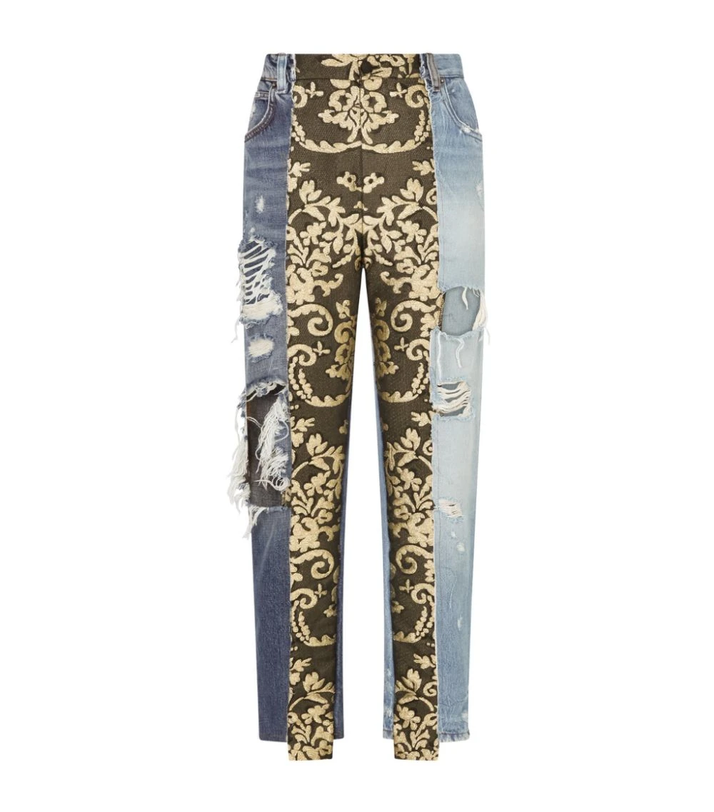 Dolce & Gabbana High-Rise Patchwork Jeans S9000-COMBINED COLOU Boyfriend Jeans 1 Dolce & Gabbana High-Rise Patchwork Jeans S9000-COMBINED COLOU Boyfriend Jeans