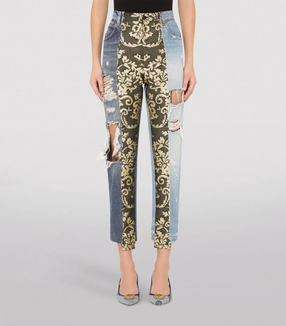 Dolce & Gabbana High-Rise Patchwork Jeans S9000-COMBINED COLOU Boyfriend Jeans 3 Dolce & Gabbana High-Rise Patchwork Jeans S9000-COMBINED COLOU Boyfriend Jeans - Image 3