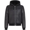Dolce & Gabbana Hooded Leather Jacket N0000-BLACK Leather Jackets