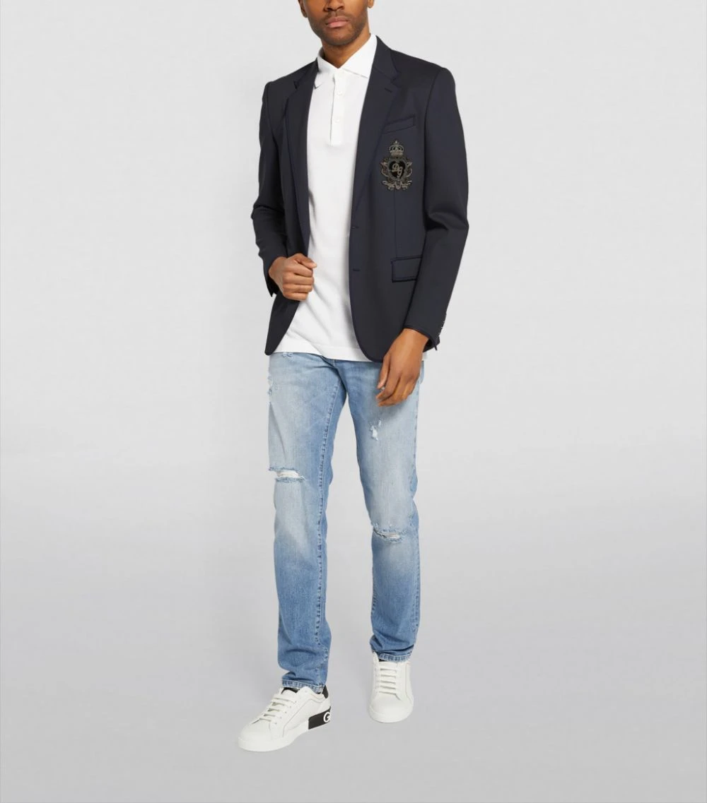 Dolce & Gabbana Insignia Embellishment Blazer B0665-VERY DARKBLU Blazers 2 Dolce & Gabbana Insignia Embellishment Blazer B0665-VERY DARKBLU Blazers - Image 2