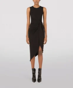 Dolce & Gabbana Knot-Detail Cady Dress N0000-BLACK Midi Dresses -Dolce & Gabbana online Store dolce gabbana knot detail cady dress 17285911 35320070 1000