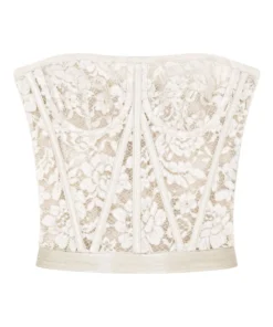 Dolce & Gabbana Lace Bustier Top W0001-NATURAL WHITE Crop Tops