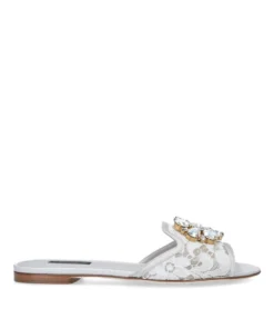 Dolce & Gabbana Lace-Embellished Bianca Sandals WHITE Slides -Dolce & Gabbana online Store dolce gabbana lace embellished bianca sandals 15970640 29542417 1000