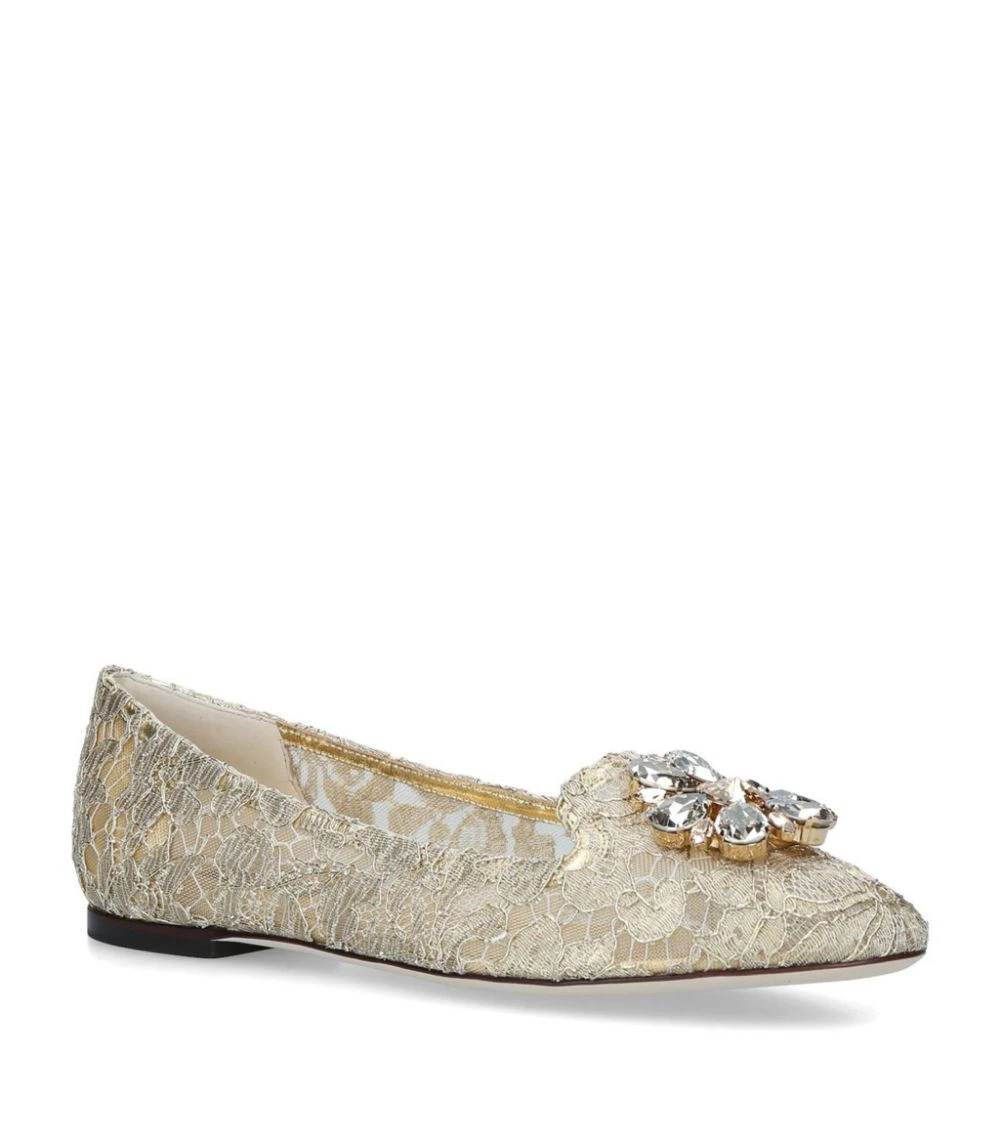 Dolce & Gabbana Lace-Embellished Vally Flats GOLD Ballet Flats 1 Dolce & Gabbana Lace-Embellished Vally Flats GOLD Ballet Flats