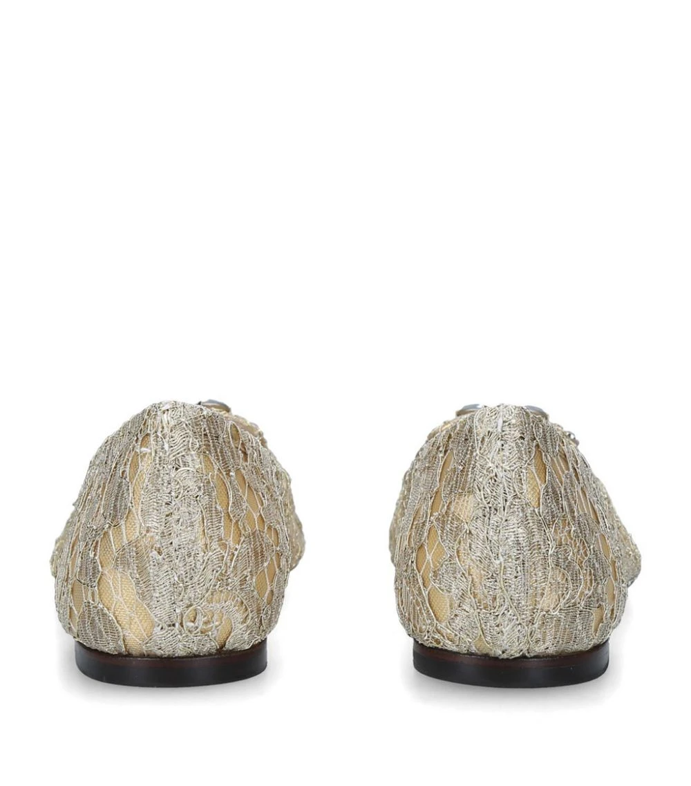 Dolce & Gabbana Lace-Embellished Vally Flats GOLD Ballet Flats 2 Dolce & Gabbana Lace-Embellished Vally Flats GOLD Ballet Flats - Image 2