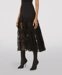 Dolce & Gabbana Lace Midi Skirt N0000-BLACK Midi Skirts -Dolce & Gabbana online Store dolce gabbana lace midi skirt 17293349 35344500 1000