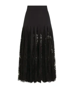 Dolce & Gabbana Lace Midi Skirt N0000-BLACK Midi Skirts