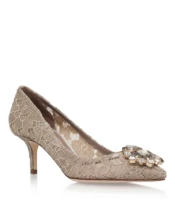 Dolce & Gabbana Lace Rosa Embellished Pumps 60 BRONZE Courts